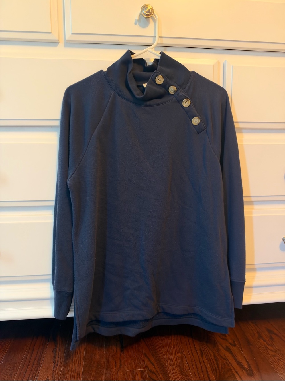 J. Crew Women’s Navy Button-Shoulder Turtleneck Sweatshirt